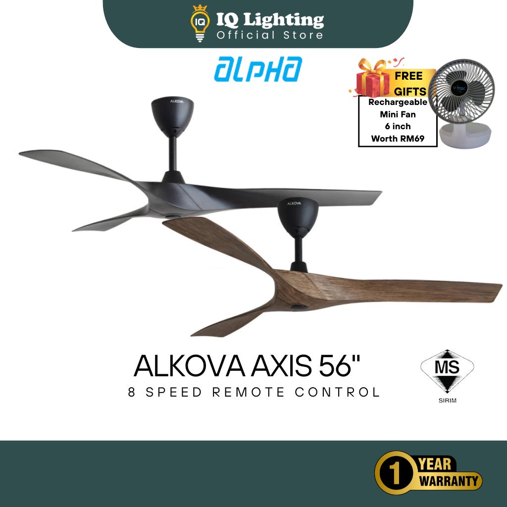 Alpha Alkova AXIS Ceiling Fan 56 DC Motor 3 blade with remote designer ...