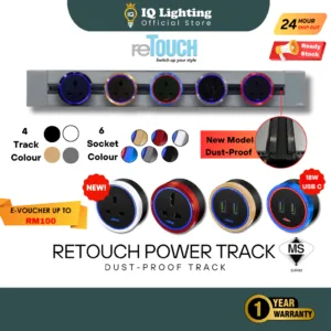 🔥SIRIM🔥RETOUCH POWER TRACK SOCKET MULTIPLE USB SWITCH With Light EXTENSION WALL MODERN DESIGN 轨道插座插头