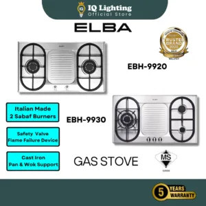 🔥FREE SHIPPING🔥ELBA 2 / 3 Burners Built-in Stainless Steel Hob EBH-9920 / EBH-9930 - Safety Valve (Flame Failure Device)