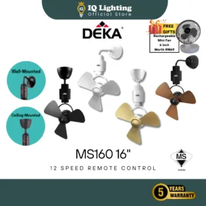 🔥NEW + FREE SHIPPING + GIFT🔥 DEKA MS160 16" Remote Control 12 Speed 3 ABS Blade / DEKA Corner Fan / Kipas Dinding / 墙壁