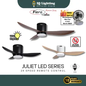 🔥NEW + FREE SHIPPING + GIFT🔥 DEKA FIERO - JULIET 36/46/52 LED 3 Blades 24 Speeds DC Motor Ceiling Fan /Kipas Siling/家用风扇