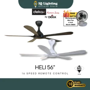 🔥NEW + FREE SHIPPING + GIFT🔥 DEKA+ HELI 56" 5 Blade 16 Speed Remote Control DC Motor Ceiling Fan / Kipas Siling / 家用风扇