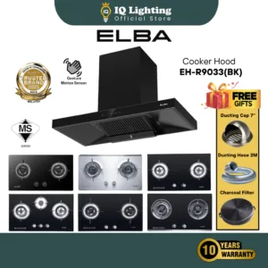 🔥FREE SHIPPING🔥Elba Designer Hood EH-R9033(BK) Full Black Series Hood with Cooker Hob Gas Cooker Dapur Gas / 抽油烟机