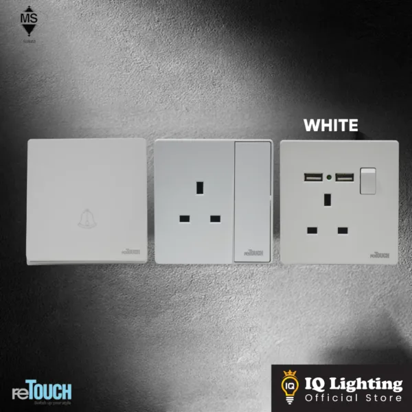 [WHITE] reTouch Ultra Rimless Switch 1/2/3/4 Gang 1/2Way Wall Switch ...