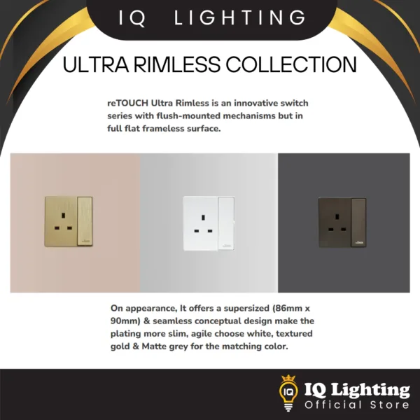 [WHITE] reTouch Ultra Rimless Switch 1/2/3/4 Gang 1/2Way Wall Switch ...