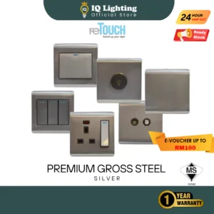 🔥SIRIM🔥Retouch Premium Gross Steel Electric Wall Switch Socket Modern Design 1 2 3 4 gang 13A 20A 15A Plug Sius / 开关插座