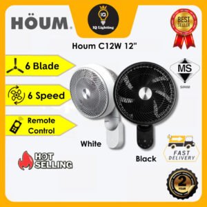 🔥2024 NEW🔥 HOUM C12W Air Circulator Wall Fan 12" 6 Speed Strong Wind Auto Up and Down Oscillation /Kipas Dinding / 墙壁风扇