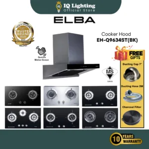 🔥FREE SHIPPING🔥ELBA HOOD EH-Q9634ST (BK) Designer Cooker Hood Kitchen Hood and Hob EGH-K8842G(BK) & EGH-K8843G(BK) /抽油烟机