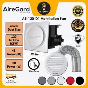 Airegard AS9020 D1 - 4" Exhaust Fan Ventilator [Silent Series] Round Panel Cover /Air Ventilation Exhaust Fan/KDK