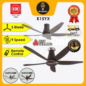 KDK K15YX-QBR /K15YX-RBR 60" Short/Long Pipe 5 Blades Brown Ceiling Fan DC Motor Remote Control Kipas Siling 家用风扇