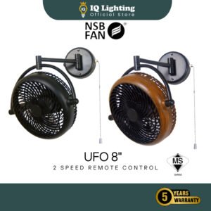 NSB Corner Fan 8" Wall Ceiling Fan Vento UFO 2 Speed with adjustable angle Modern Design