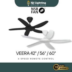 NSB Veera Ceiling Fan 42"/56" 5 Aluminium Blades DC Motor 6 Speed With Remote /Designer Fan /Kipas Siling Rumah/ 家用风扇