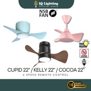 🔥HOT🔥NSB Cupid 22" Kelly 22" Cocoa 22" Mini Ceiling Fan DC Motor 3 Blade With LED /Remote Control Kipas Angin Siling小型风扇