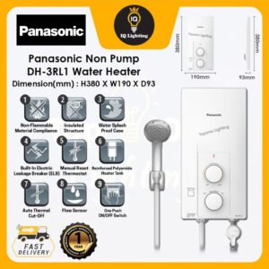 Panasonic DH-3RL1 Water Heater Non Pump Bathroom Hot Water Shower (3.6kW) DH-3RL1MW 热水器