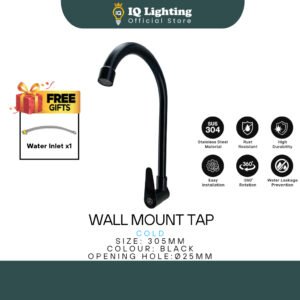 SUS304 Stainless Steel Matt Black Wall Mount Kitchen Water Tap Cold Water Faucet S55502H