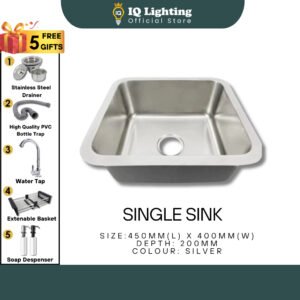 SINK NANO 304 Stainless Steel Kitchen Sink 450x400mm Dapur Bowl Kitchen Sink Basin Sinki Dapur Dishwashing Sink