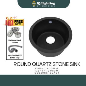 Round Quartz Stone Sink 400mm Topmount / Undermount (QSR400)