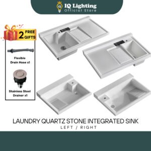 Laundry Quartz Stone Integrated Sink Left & Right 800mm 1000mm 1200mm Handmade Sink White Toilet Bathroom Cabin