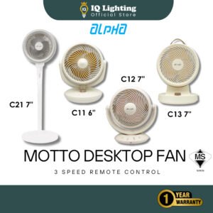 🔥NEW🔥Alpha Motto DESK FAN DTC11/ DTC12/ DTC13, STAND FAN SFC21 7 Inch - 3 Speed Setting | Kipas Meja Mini
