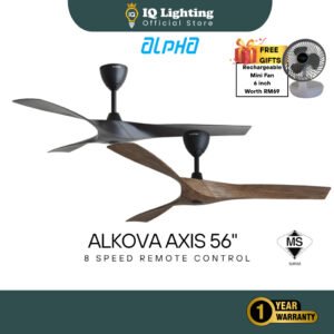 Alpha Alkova AXIS Ceiling Fan 56 DC Motor 3 blade with remote designer fan kipas angin siling fan 家用风扇white black wood