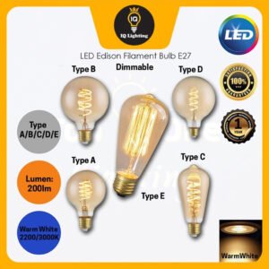 Edison Bulb ST64 G80 G95 G125 40W Filament 6W LED E27 Bulb Retro Vintage Light Bulb mentol Lampu