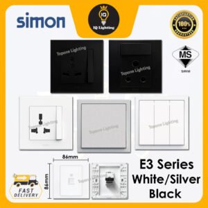SIMON Switch E3 White/Silver/Black Switches & Socket Ready Stock SIRIM Suis Lampu Rumah Schneider Affle Plus Vivace